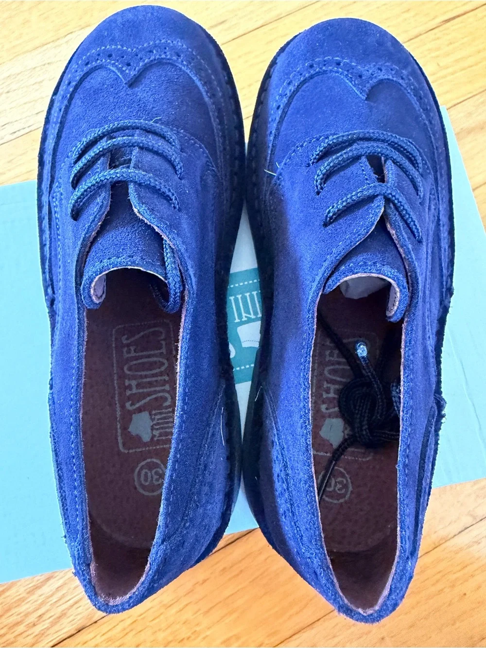 Kids Navy Suede Wingtip Dress Shoes - Classic Lace-Up